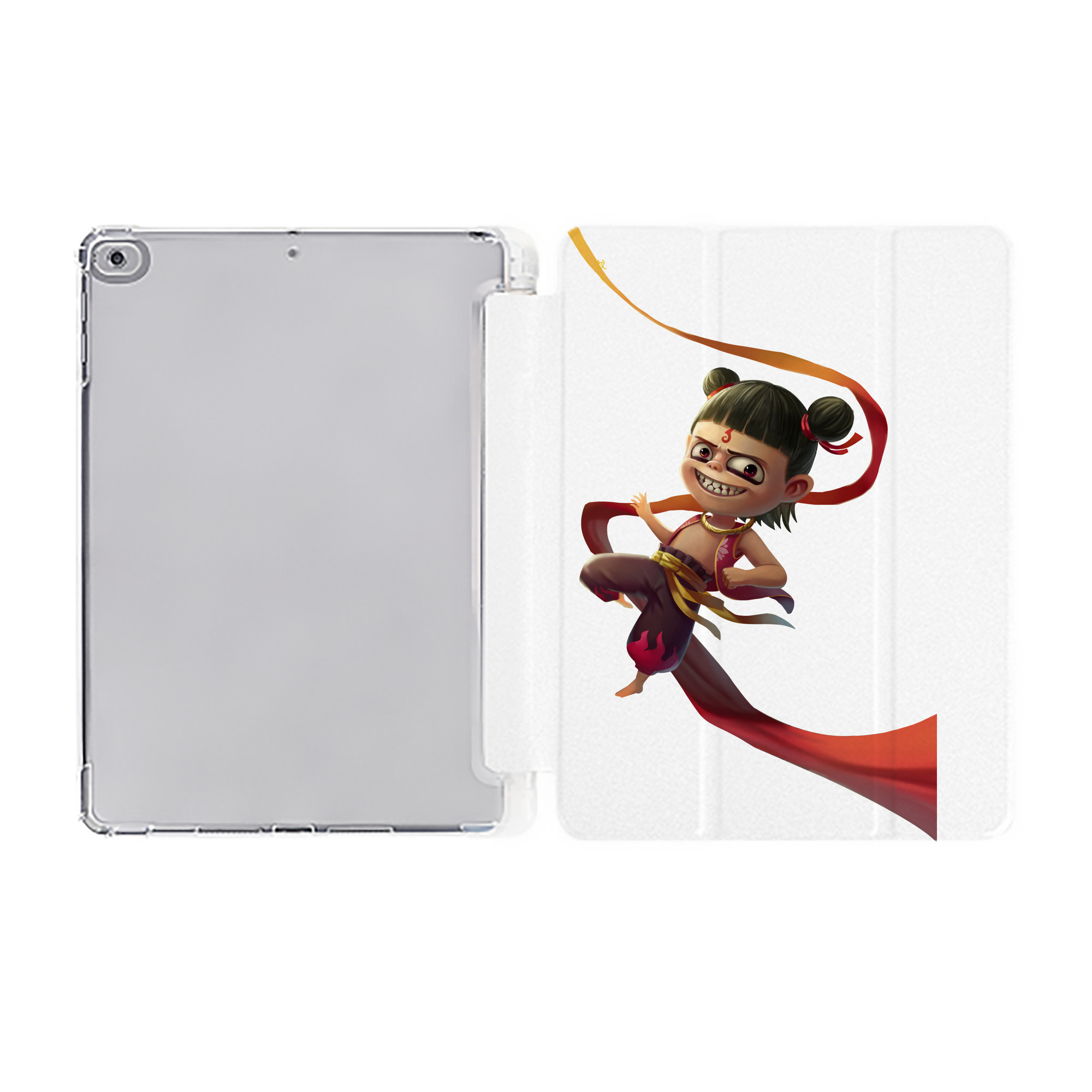 （画像用） Ne Zha 2 ナタ 魔童の大暴れ IPad ケース ペン収納付き 三つ折りスタンド PUレザー×シリコン 対応機種9.5/10.5/10.9インチ